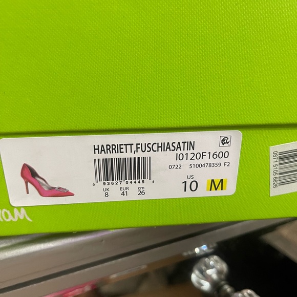 Sam Edelman Harriett Scalloped Embellished Pumps Women's 10 Fuschia Satin - Picture 5 of 5